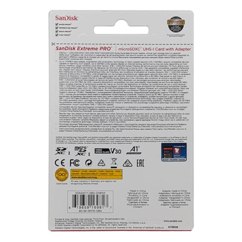  SanDisk Extreme Pro 128GB microSDXC para fotos y video con A2 para mejor rendimiento en dispositivos Android
| SanDisk 