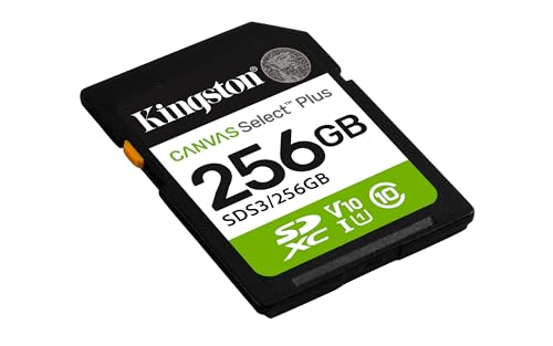 Kingston Tarjeta de Memoria SD Canvas Select Plus 256GB SDXC Gen3 150MB/s C10 UHS-I U1 V10-256GB