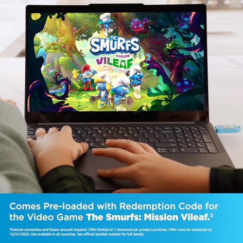 SanDisk Memoria USB Pitufos 256 GB Para Consolas y Ordenadores (130 MB/s, USB Tipo A)